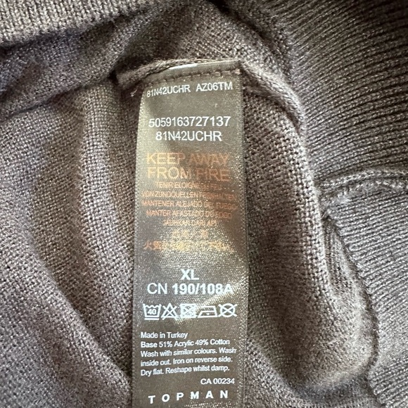 Topman Charcoal Zip-Up Top - Size XL - Picture 4 of 7